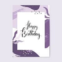 Purple Memphis pattern happy birthday card vector