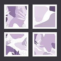 Purple Memphis style pattern vector set
