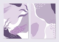 Purple Memphis style pattern vector set