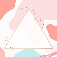 Triangle gold frame on colorful Memphis pattern background vector
