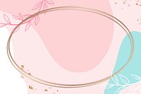 Oval gold frame psd on pink Memphis pattern background