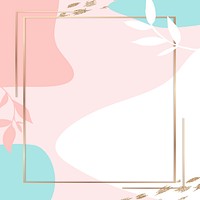 Pastel pink Memphis frame psd with leaves