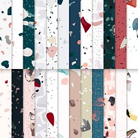 Colorful Terrazzo seamless pattern posters vector set