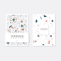 Colorful Terrazzo pattern posters vector set
