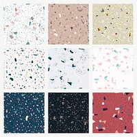 Colorful terrazzo abstract background psd set
