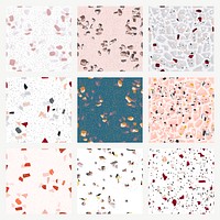 Colorful terrazzo abstract background psd set