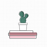 Vector of cactus on books