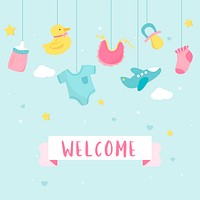Cute baby nursery decorations with a text welcome vector