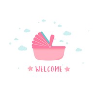 Cute baby carrier basket with a text welcome vector