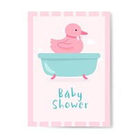 Baby shower invitation card with a duck vector