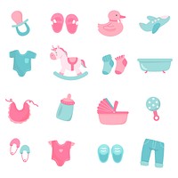 Set of cute baby shower vectors