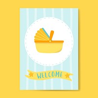 Cute baby carrier basket with a text welcome vector