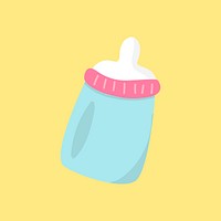Cute blue baby bottle vector
