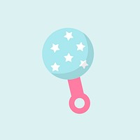 Blue and pink baby rattle vector