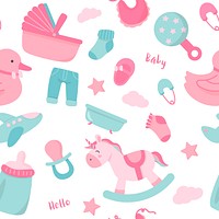 Set of cute baby shower vectors