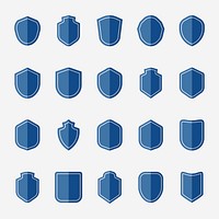 Set of blue shield icon vectors