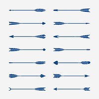 Set of blue stylish arrow vectors