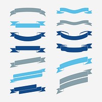 Set of blue banner vectors