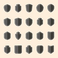 Set of gray shield icon vectors