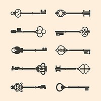 Set of vintage design key vectors