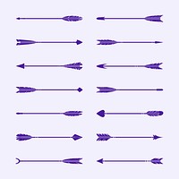 Set of purple stylish arrow vectors
