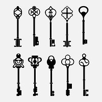 Set of vintage design key vectors