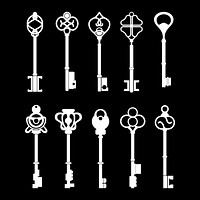 Set of vintage design key vectors