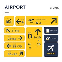 Airport signs icon vector set