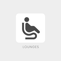 Gray airport lounges icon sign vector