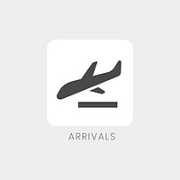 Gray arrivals sign plane icon vector