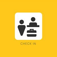 Yellow check-in counter icon sign vector