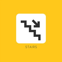 Yellow down arrow stairs icon sign vector