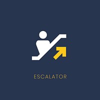 Blue up escalator icon sign vector