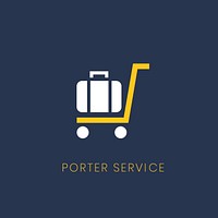 Blue porter service icon sign vector
