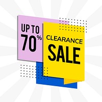 Clearance sale up to 70% promotion advertisement vector
