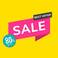 Best offer sale 80% promotion advertisement vector