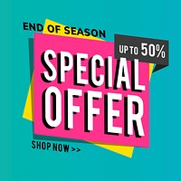 End of season special offer sale up to 59% shop promotion advertisement vector