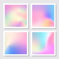 Colorful holographic gradient background design set