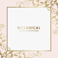 Gold botanical square framed vector