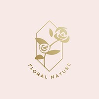 Floral nature rose badge vector