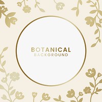 Gold botanical round framed vector