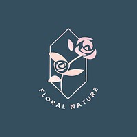 Floral nature rose badge vector