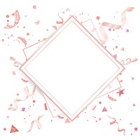 Blank rose pink confetti golden diamond badge vector