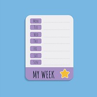 Cute white weekly planner note vector