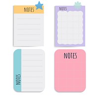 Cute note papers vector set