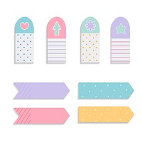 Colorful sticky reminder note papers set