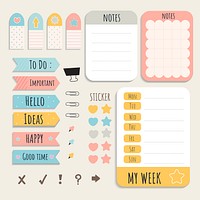 Cute sticky note papers printable set