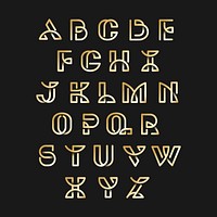 Golden retro alphabets vector set