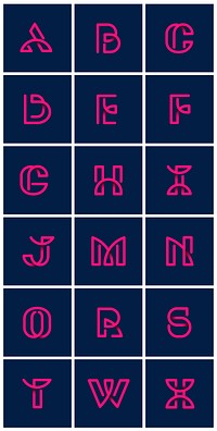 Pink  retro alphabets vector set