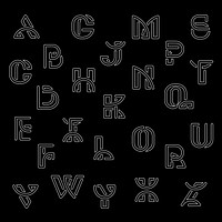White retro alphabets vector set